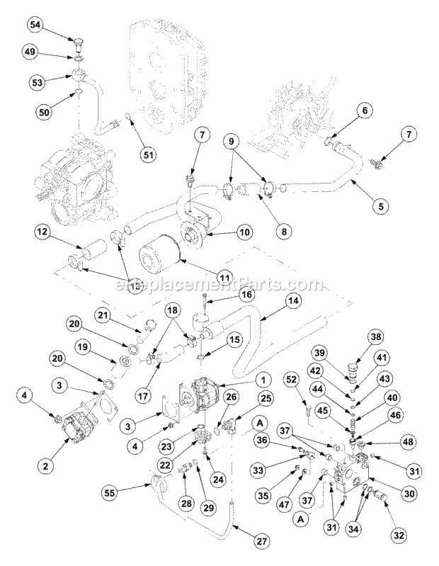Hydraulic Lines (Part 1) Diagram and Parts List for 7532 54AF44G-710, 54AH44G-710, 54AN44G-710 Cub Cadet Lawn Tractor